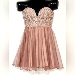 City Triangles Pink Sequin Strapless Fit and Flare Dress NWOT